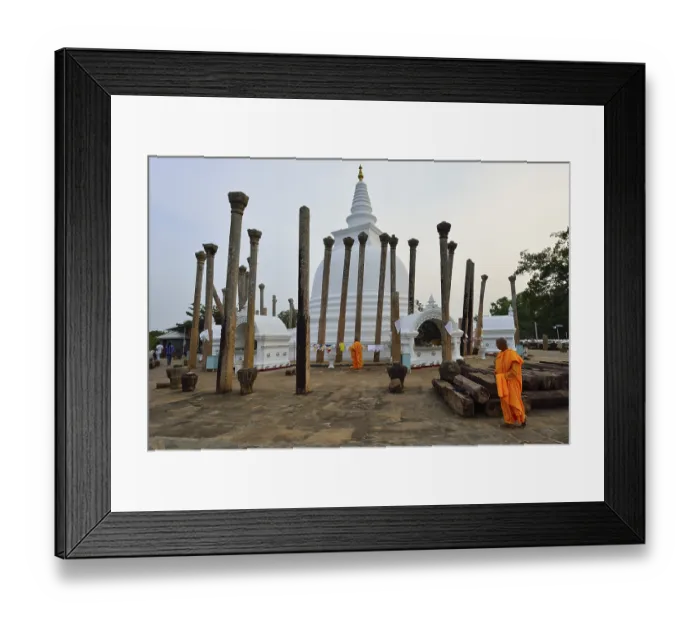 Framed Print : Buddhist monks in front of the Thurparamaya Stupa Framed Print : Buddhist monks in front of the Thurparamaya Stupa