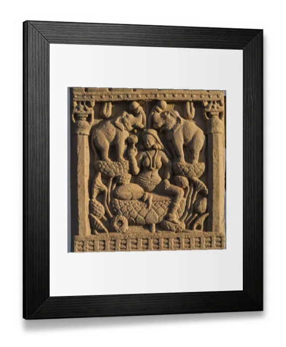 Framed Print : Relief symbolising Buddhas birth on gateway