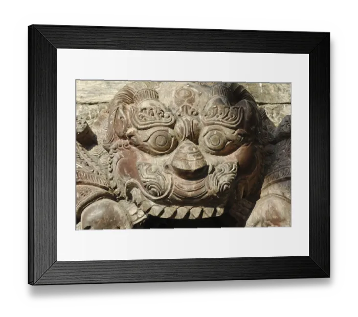 Framed Print : Hinduistic stone sculpture, Ghats of Pashupatinath