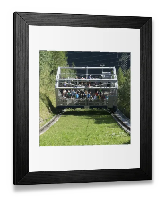 Framed Print : Inclined lift to the high mountain reservoirs