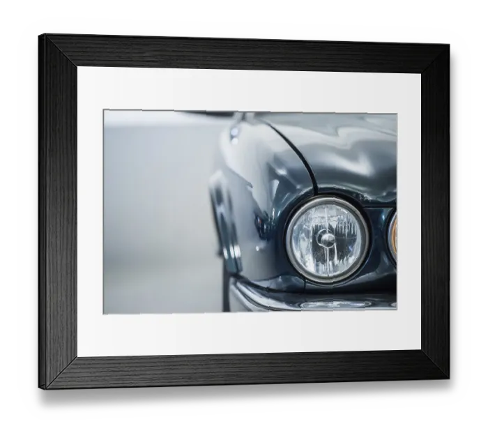 Framed Print : Lights of a reflecting green vintage car Framed Print : Lights of a reflecting green vintage car