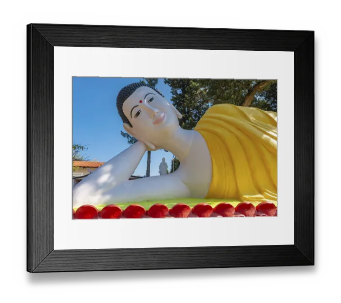 Framed Print : Lying Buddha in the park of the pagoda Hong Hien