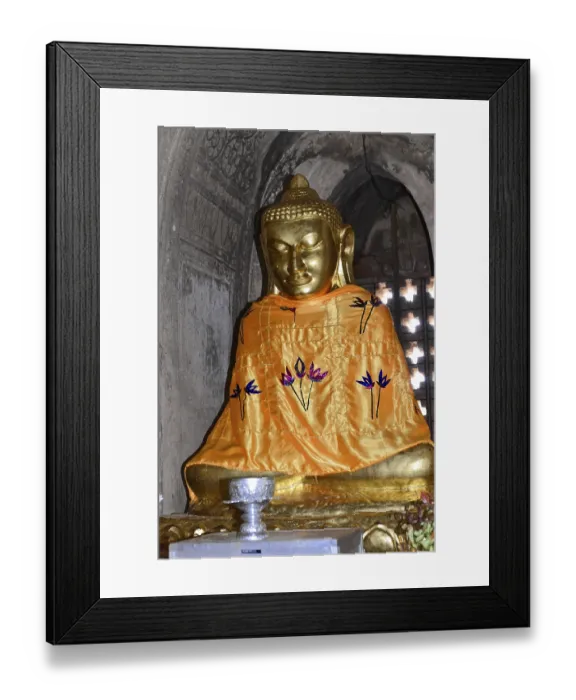 Framed Print : Golden Buddha in Pagoda, Bagan, Myanmar