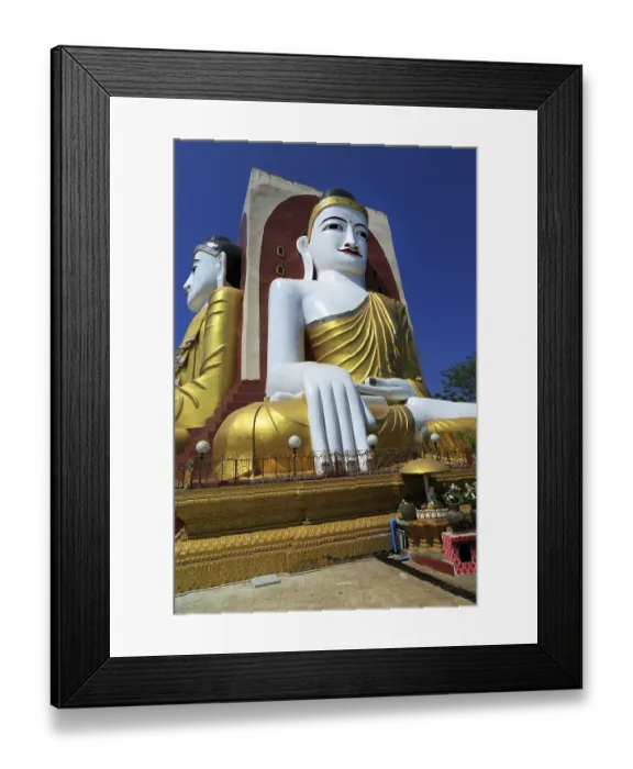Framed Print : Seated Buddha statues at the Kyaik Pun Pagoda in Bago