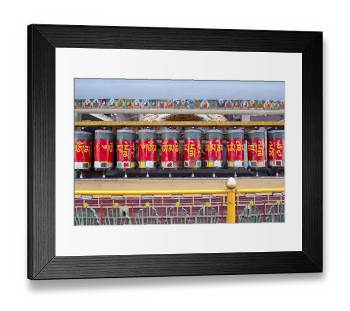 Framed Print : Buddhist prayer wheels, Tibet, Dharamsala