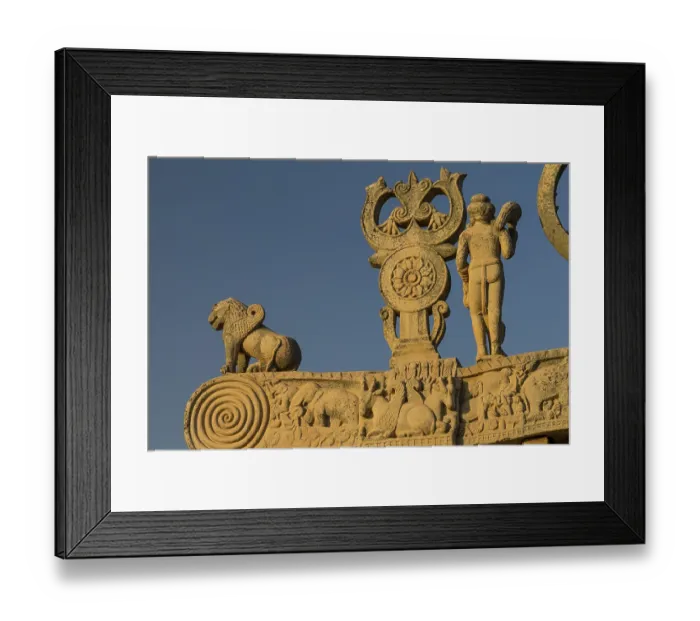 Framed Print : Detailed carvings including images of scanes from the Buddhas life