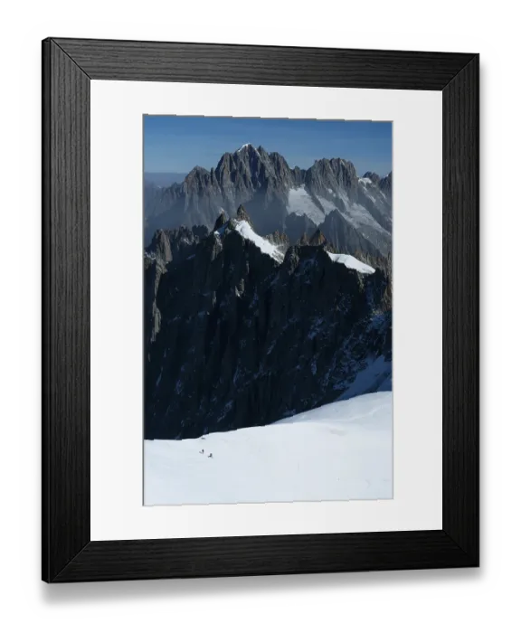 Framed Print : Two Mountaineers on Snow in the Mountains in French Alps Framed Print : Two Mountaineers on Snow in the Mountains in French Alps