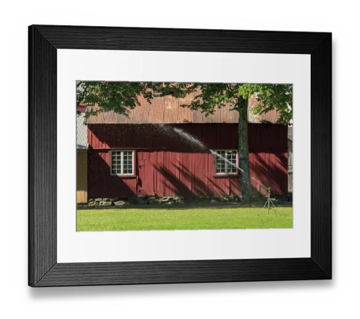 Framed Print : Red wooden house, Lardal, Norway Red wooden house