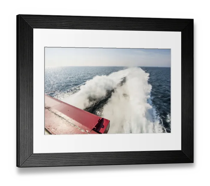 Framed Print : Hirtshals, Denmark April 24 2011: Wake of the catamaran ferry Fjord Cat crossing the Skagerrak sea from Kristiansand