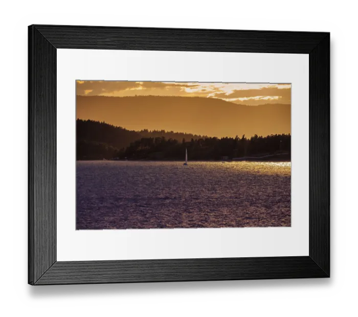 Framed Print : Sunset with sailboat, Oslofjorden, Norway