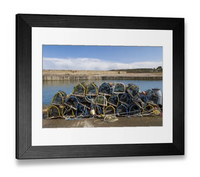 Framed Print : Pile of lobster pots stacked on quayside Framed Print : Pile of lobster pots stacked on quayside