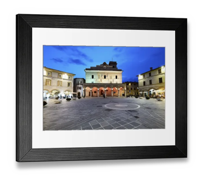 Framed Print : Montefalco Umbria Italy. Piazza del Comune at sunset Framed Print : Montefalco Umbria Italy. Piazza del Comune at sunset
