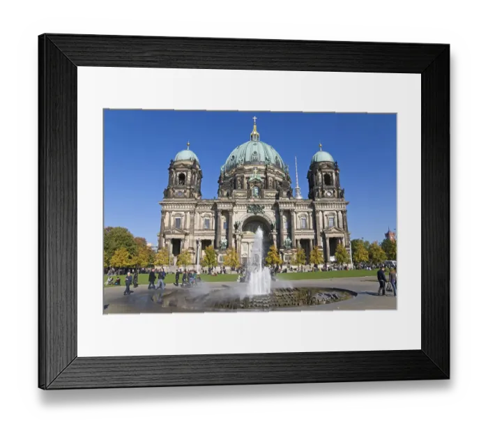 Framed Print : Autumn 2010, berlin cathedral with fountain