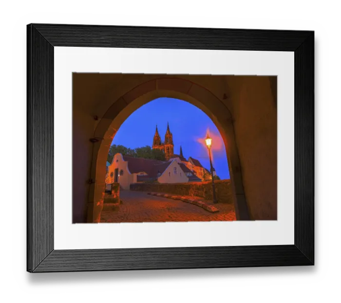 Framed Print : View of Meissen Cathedral through an archway Framed Print : View of Meissen Cathedral through an archway