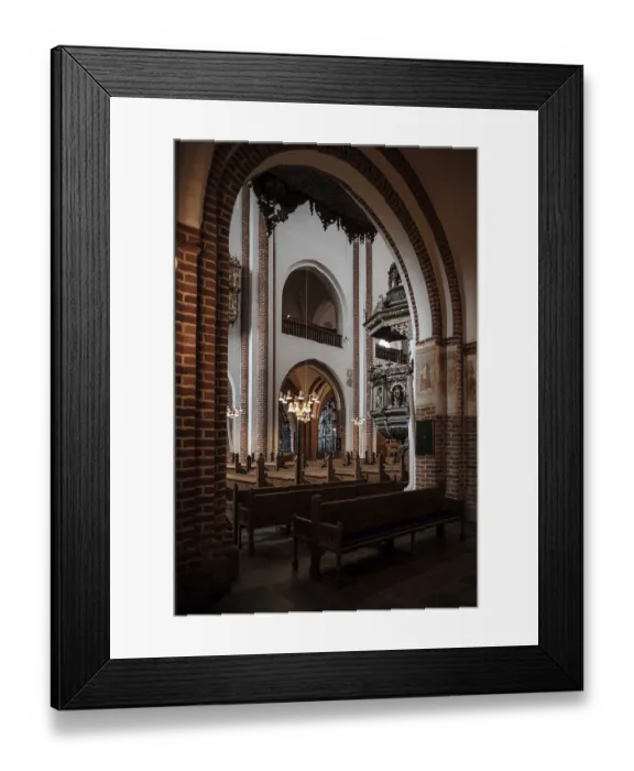 Framed Print : The surrounding grounds and interior of Roskilde Cathedral