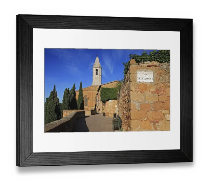 Framed Print : Via della Amore and Cathedral, Pienza