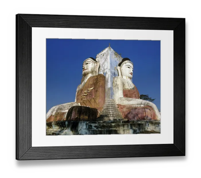 Framed Print : Two large seated Buddhas, Kyaikpun Pagoda Framed Print : Two large seated Buddhas, Kyaikpun Pagoda