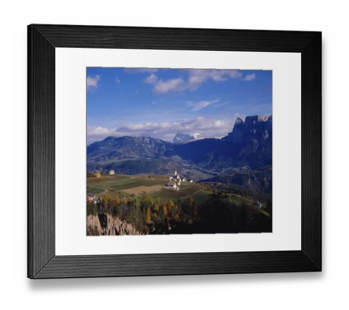 Framed Print : Mittelberg on the Ritten near Bolzano with the earth pyramids in the foreground