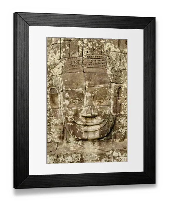 Framed Print : Face in the Bayon, Angkor Thom temple complex