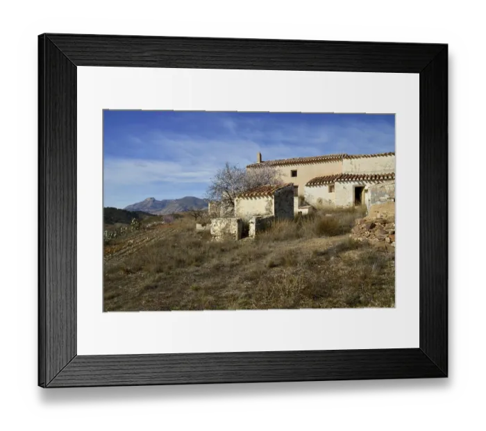 Framed Print : Abandoned finca with view to the mountain La Muela
