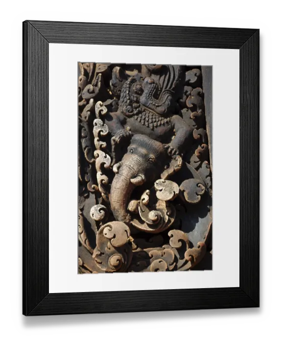 Framed Print : Elephant depiction, Banteay Srei Temple Framed Print : Elephant depiction, Banteay Srei Temple