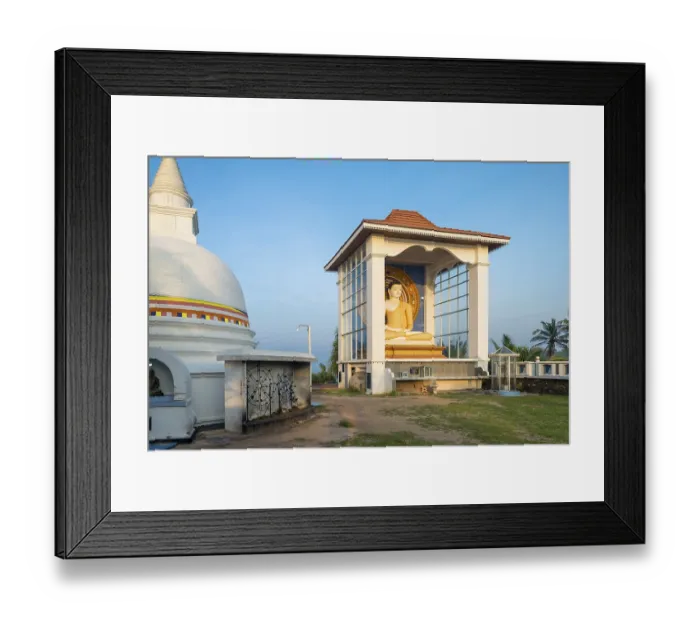 Framed Print : The Buddhist monastery Wella Devalaya and temple in Unawatuna with the big Buddha sculpture Framed Print : The Buddhist monastery Wella Devalaya and temple in Unawatuna with the big Buddha sculpture