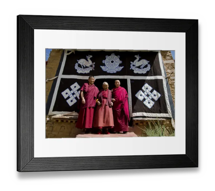 Framed Print : Three Tibetan Buddhist nuns, a younger