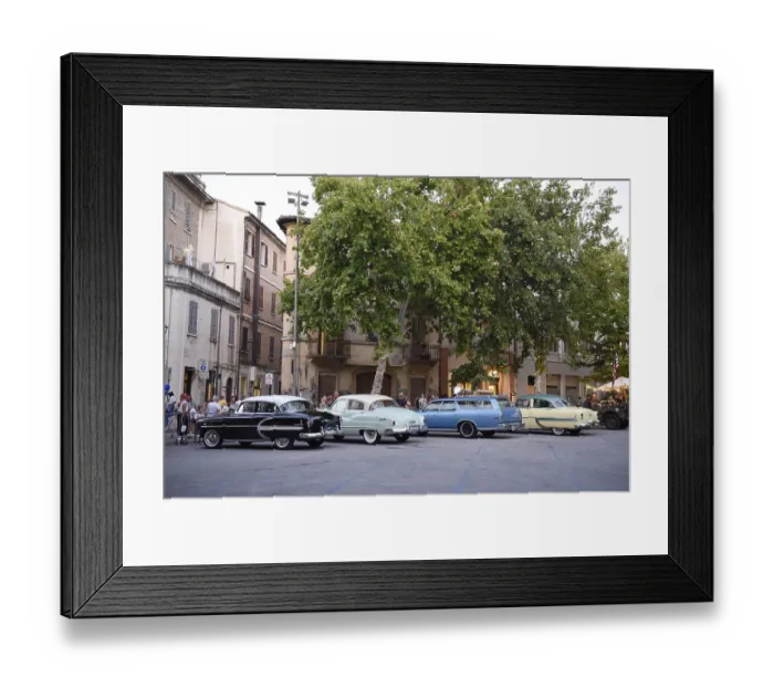 Framed Print : American classic cars parking, Piazza Simoncelli Framed Print : American classic cars parking, Piazza Simoncelli