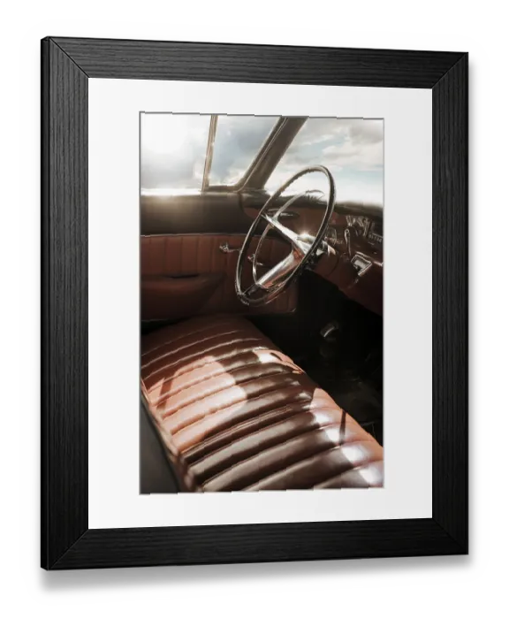 Framed Print : Interior of a 1950s vintage classic car Framed Print : Interior of a 1950s vintage classic car