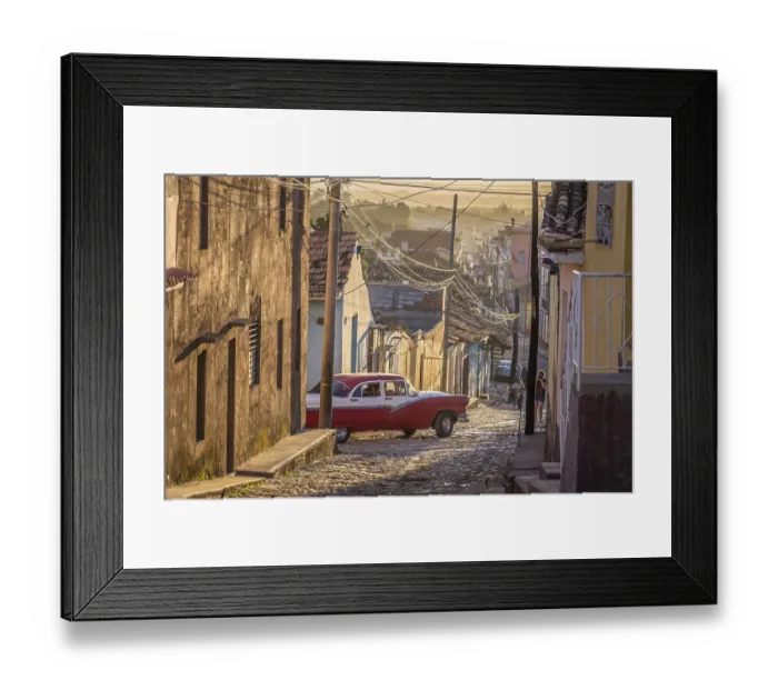 Framed Print : Cuban street with oldtimer in Trinidad, Cuba Framed Print : Cuban street with oldtimer in Trinidad, Cuba