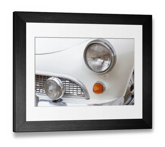 Framed Print : Headlights and indicators of a German sports car from the sixties Framed Print : Headlights and indicators of a German sports car from the sixties