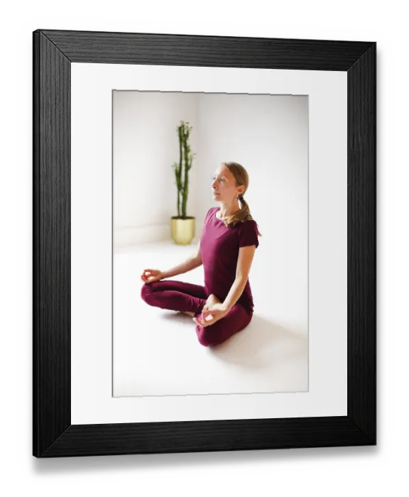 Framed Print : Calm female in sportswear practicing yoga in Firefly pose while balancing and looking away