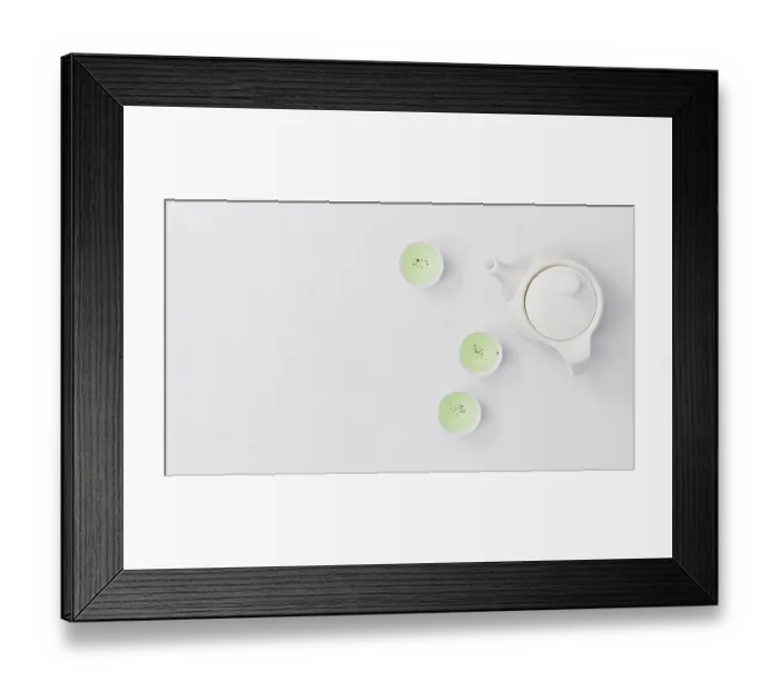 Framed Print : Top view teapot with cups Framed Print : Top view teapot with cups