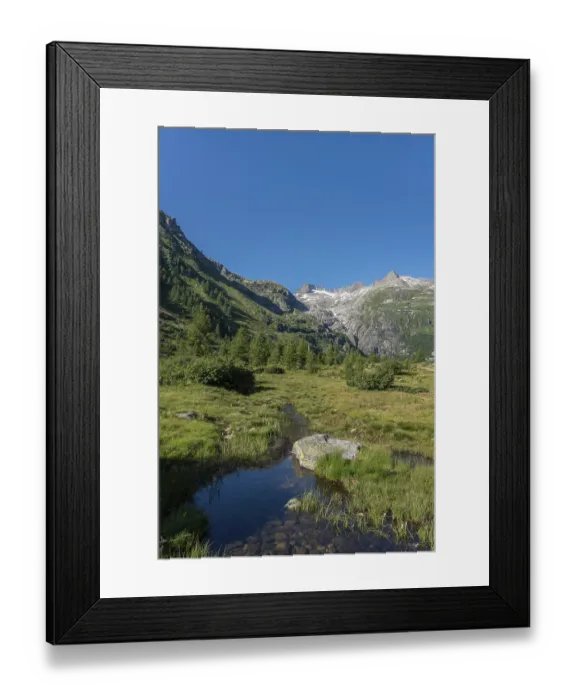 Framed Print : Landscape of the Rhone valley near the hamlet of Gletsch