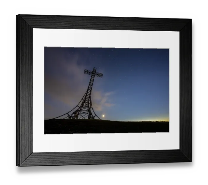Framed Print : Monte Catria summit cross by night