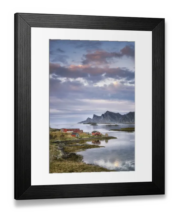 Framed Print : Farmhouse on the fjord Rossoy Straumen