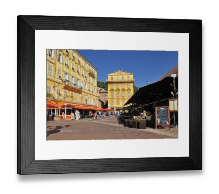 Framed Print : Restaurants and streetcafes at Cours Saleya