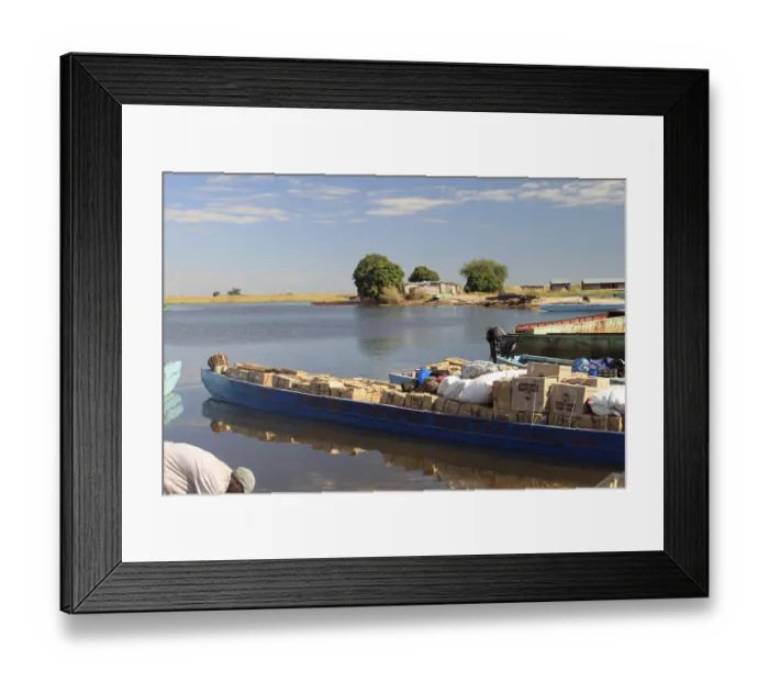 Framed Print : Boats, Mongu Harbour, Mongu, Barotse Flood Plain