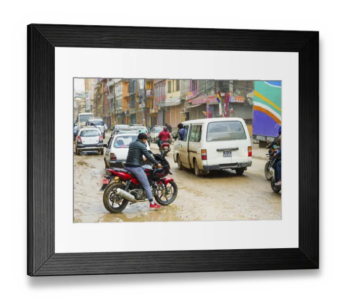 Framed Print : Traffic in Thamel district, Kathmandu, Nepal