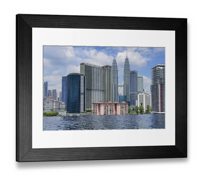 Framed Print : Kuala Lumpur city skyline seen from an infinity pool Framed Print : Kuala Lumpur city skyline seen from an infinity pool
