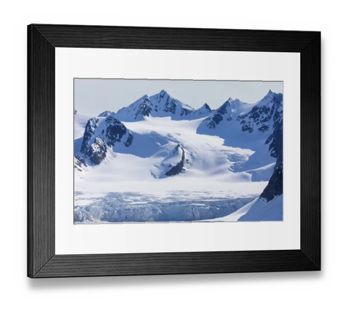 Framed Print : Glacier tongue, ice, mountain range