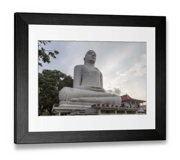 Framed Print : Kandy, Sri Lanka, August 10, 2018: Bahirawakanda Vihara Buddha Statue ocated on top of a hill