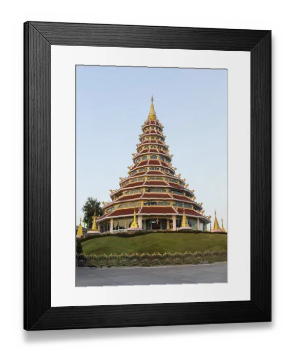 Framed Print : Nine-storey pagoda of the Wat Huay Pla Kang temple