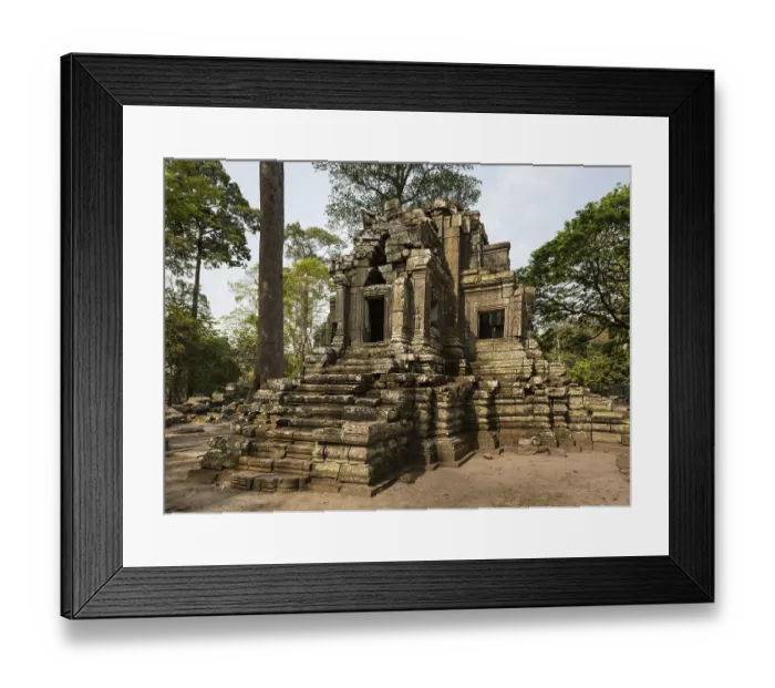 Framed Print : Preah Pithu, Prasat Temple U. dvarapalas and devatas at the entrance