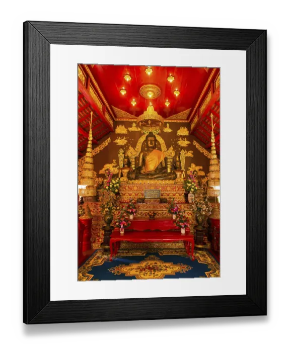 Framed Print : Historical bronze Buddha in the Viharn of Phra Kaeo