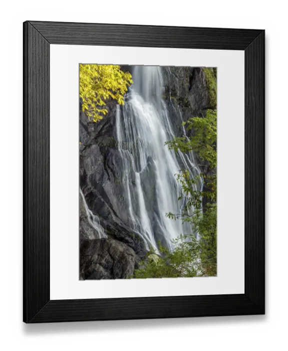 Framed Print : Close up view of Aber Falls in autumn
