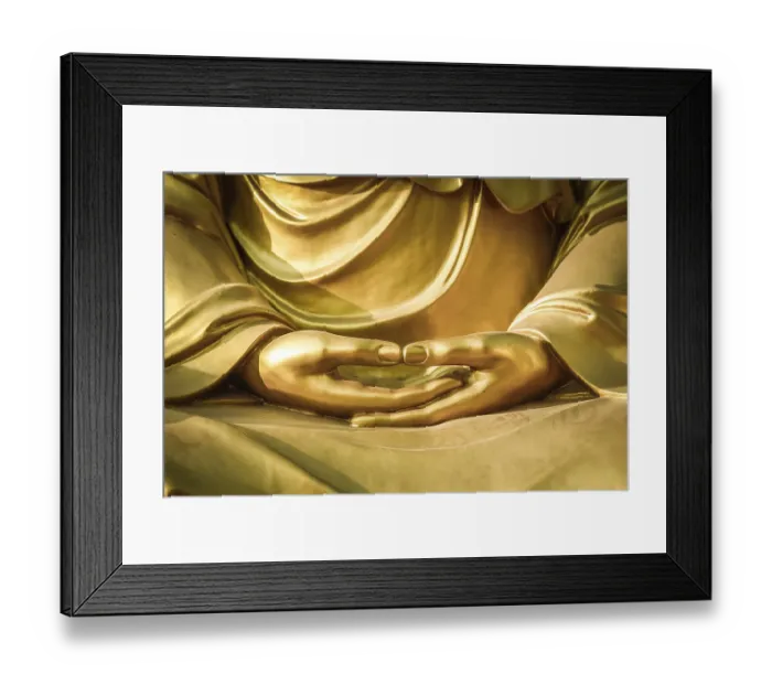 Framed Print : Hands of a Buddha sculpture in meditation posture Framed Print : Hands of a Buddha sculpture in meditation posture