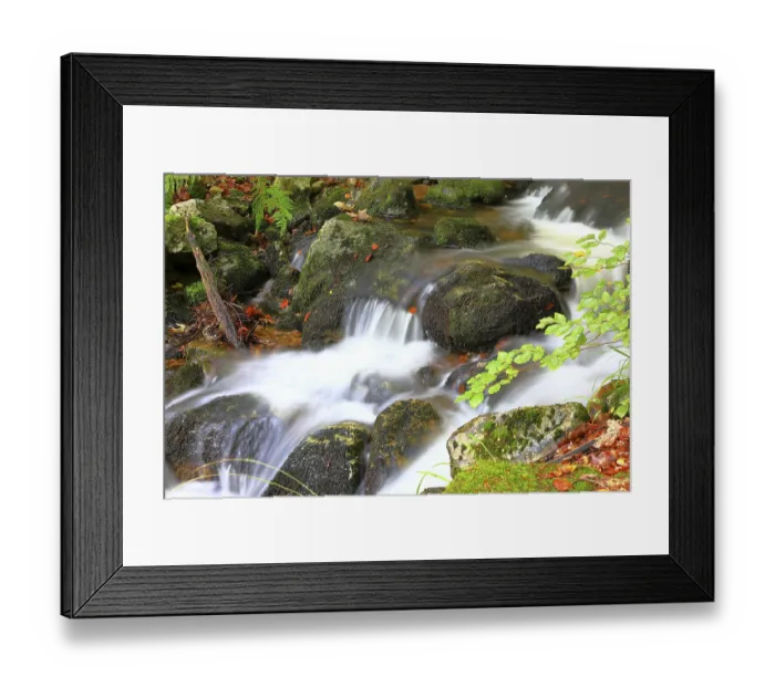 Framed Print : Stream in the forest, rock, long exposure