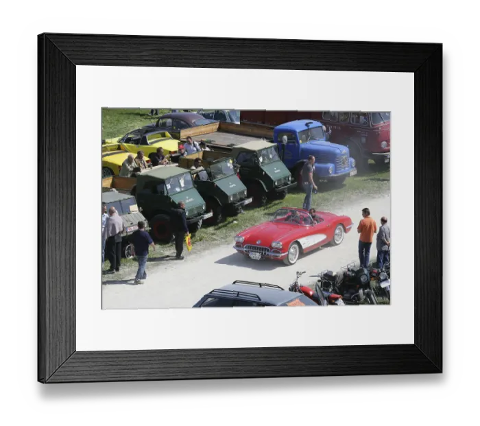 Framed Print : Market for parts of the car and vintage car meeting