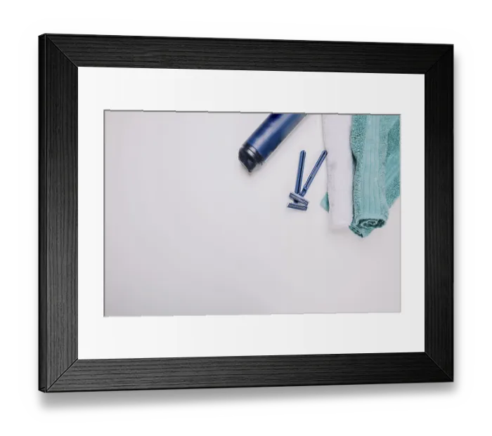 Framed Print : Hygiene composition with towel space Framed Print : Hygiene composition with towel space